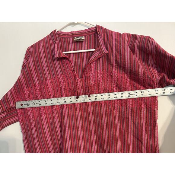 Zapoteco Mexican Blouse Top Women’s Size S Woven Pink Striped Spanish - Picture 5 of 6